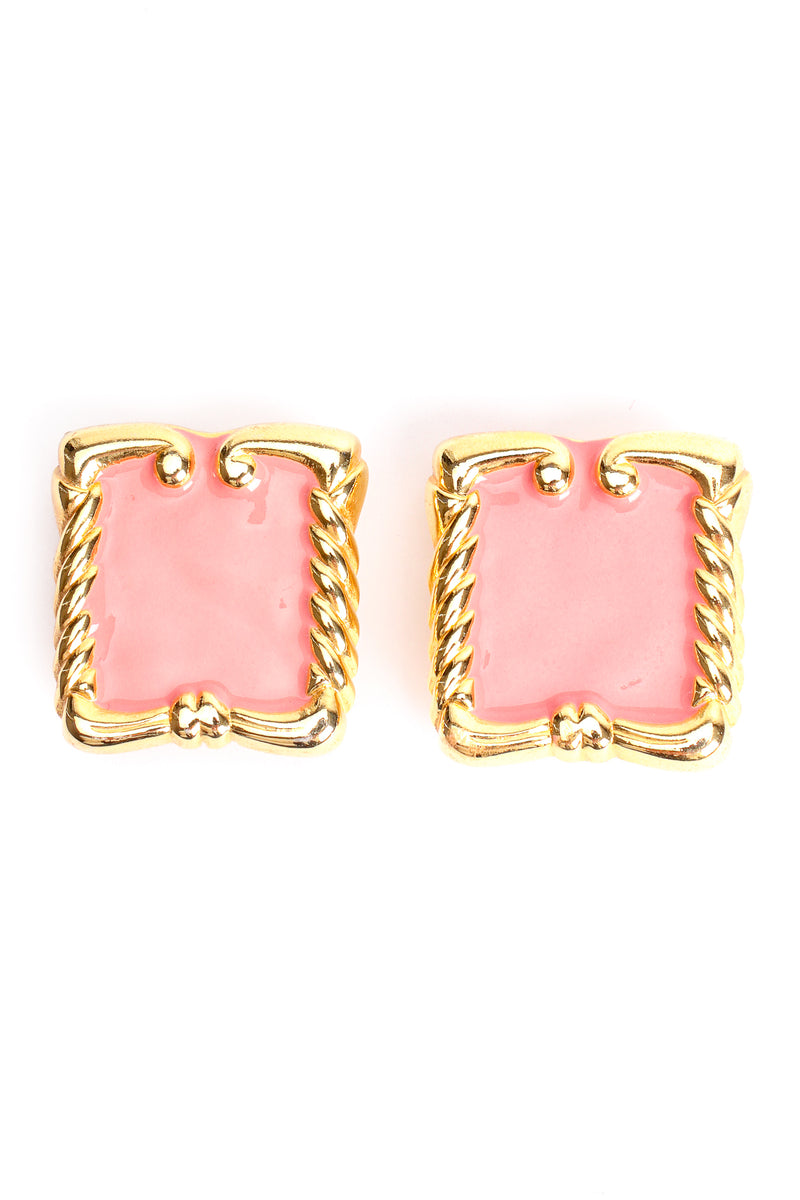 Vintage Pink Enamel Baroque Frame Earrings at Recess Los Angeles