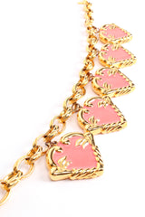 Vintage Escada Pink Enamel Hearts Charm Necklace at Recess Los Angeles