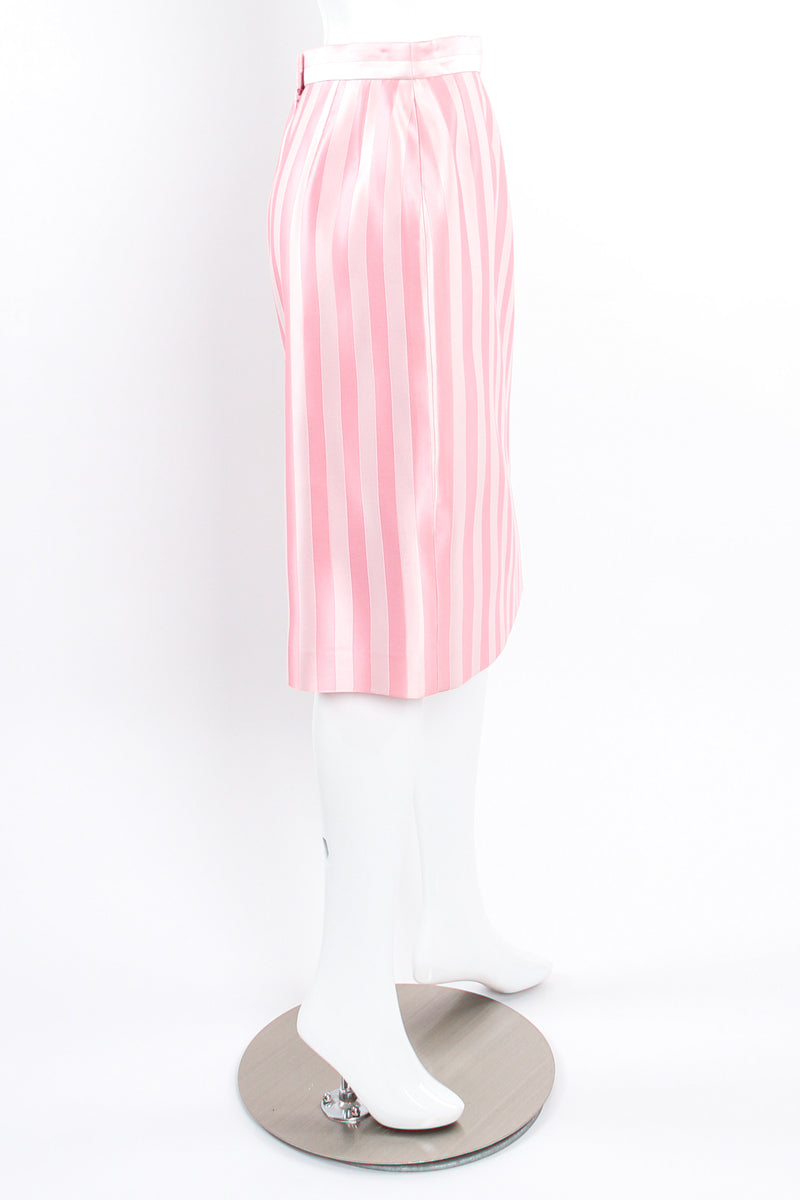 Vintage Escada Pink Regency Candy Stripe Skirt on Mannequin side at Recess Los Angeles