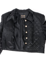 Vintage Escada Quilted Satin Boxy Jacket flat open at Recess Los Angeles