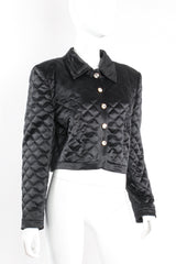 Vintage Escada Quilted Satin Boxy Jacket on Mannequin front at Recess Los Angeles