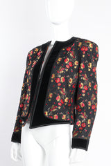 Vintage Escada Floral Plissé Brocade Jacket on mannequin angle at Recess Los Angeles