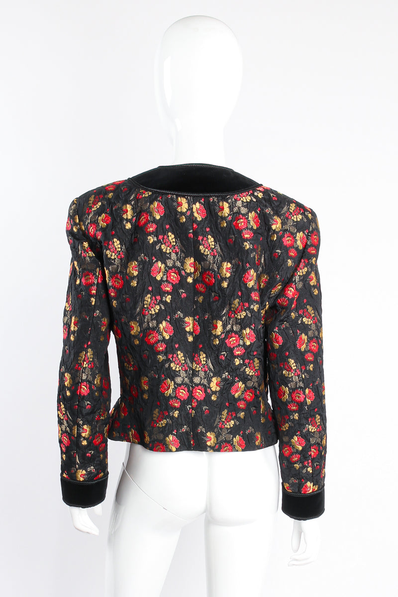 Vintage Escada Floral Plissé Brocade Jacket on mannequin back at Recess Los Angeles