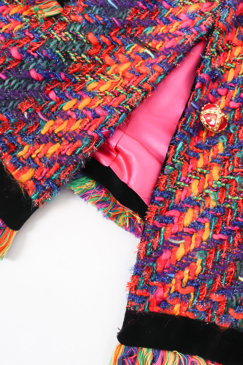 Vintage Escada Rainbow Bouclé Tweed Jacket Set detail at Recess Los Angeles