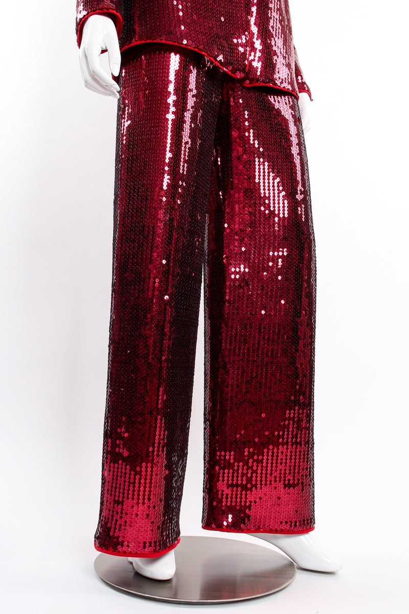 Vintage Escada Sequined Jacket & Pant Suit on Mannequin pant at Recess LA