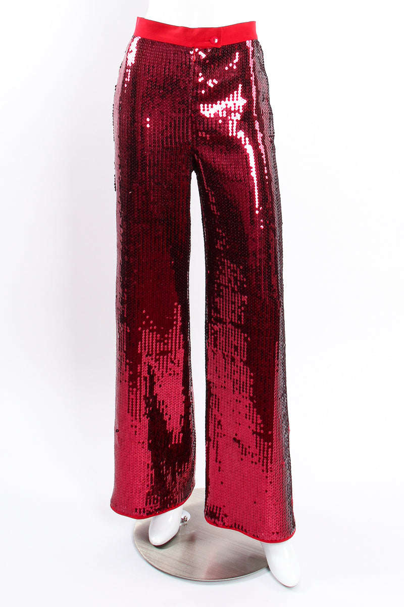 Vintage Escada Sequined Jacket & Pant Suit on Mannequin pant front at Recess LA