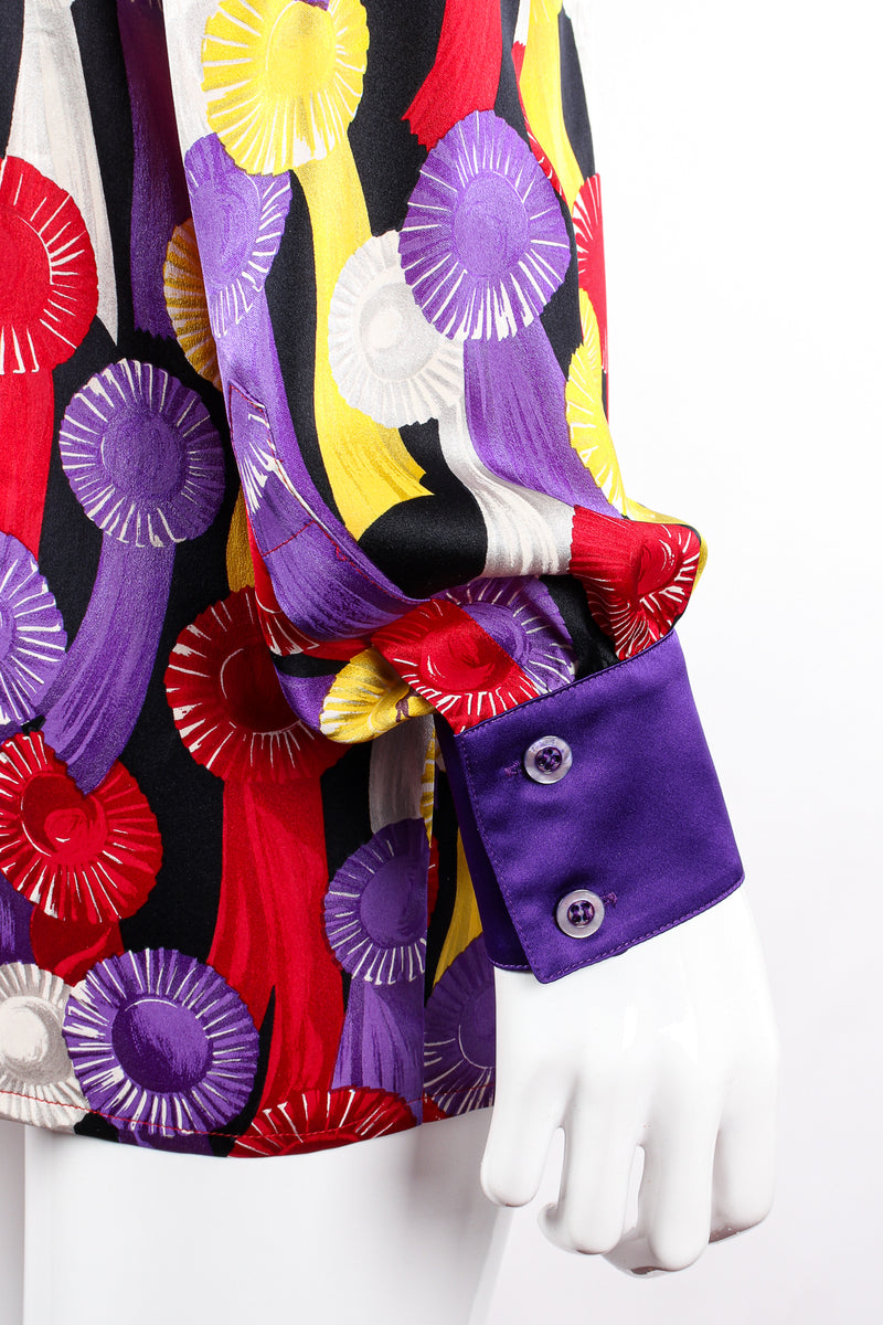 Vintage Escada Horse Race Medal Winner Silk Shirt on Mannequin sleeve cuff at Recess LA