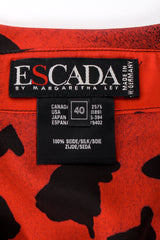 Vintage Escada Graphic Animal Print Blouse label at Recess Los Angeles