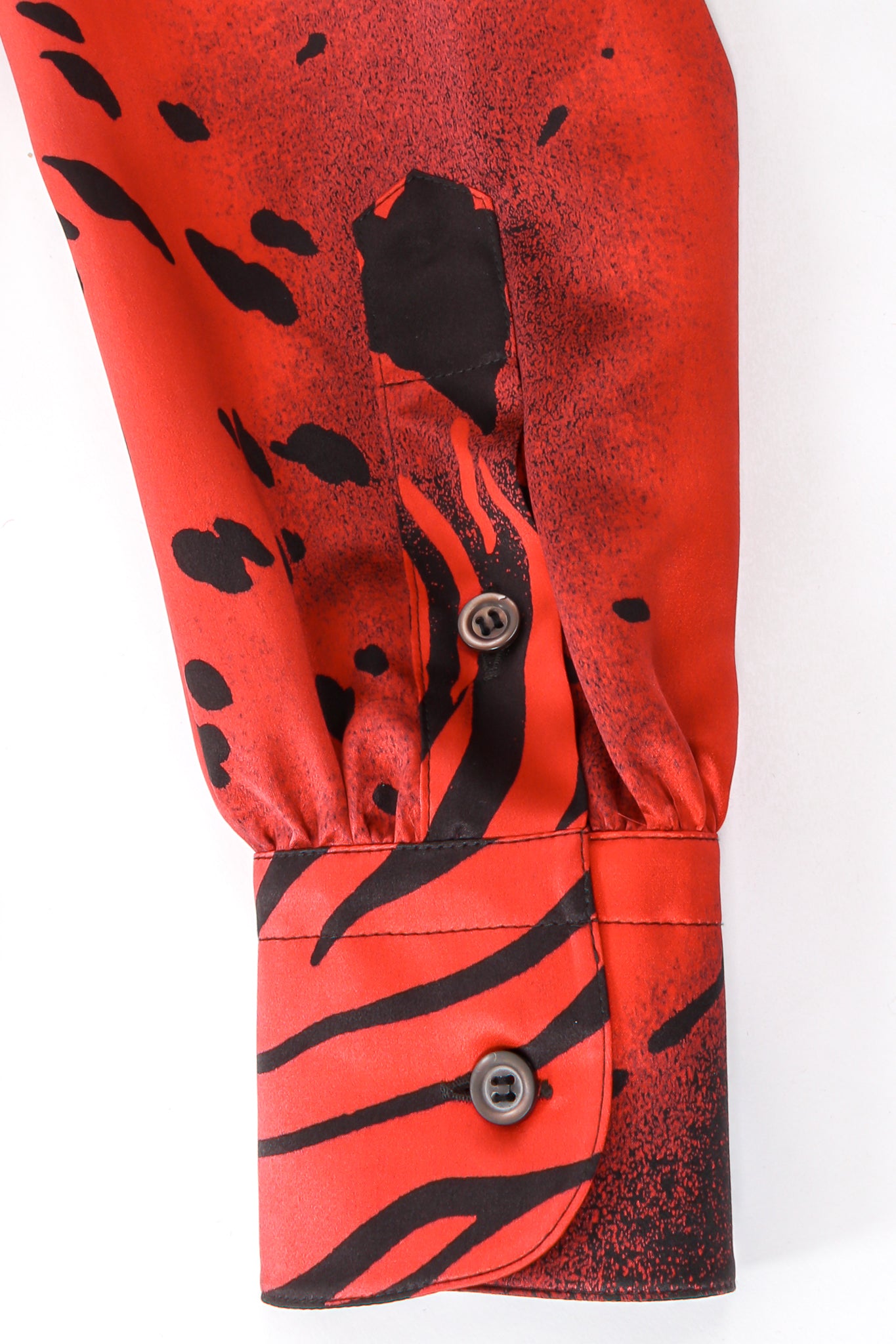 Vintage Escada Graphic Animal Print Blouse sleeve cuff at Recess Los Angeles