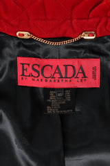 Vintage Escada Carmine Quilted Velvet Parka label at Recess Los Angeles