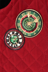 Vintage Escada Embellished Clock Quilted Velvet Bomber detail at Recess Los Angeles