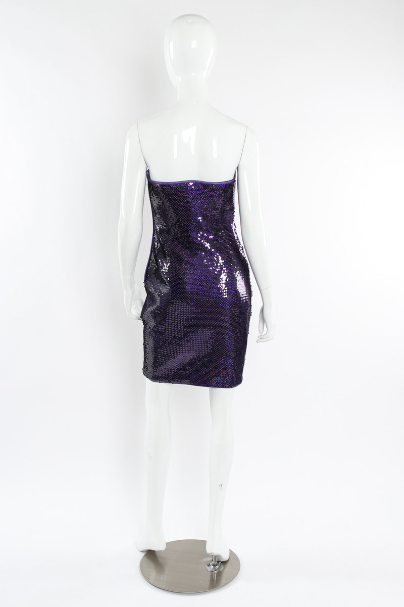 Vintage Escada Violet Shimmery Sequin Cocktail Dress mannequin back @ Recess LA