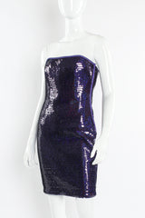 Vintage Escada Violet Shimmery Sequin Cocktail Dress mannequin close angle @ Recess LA