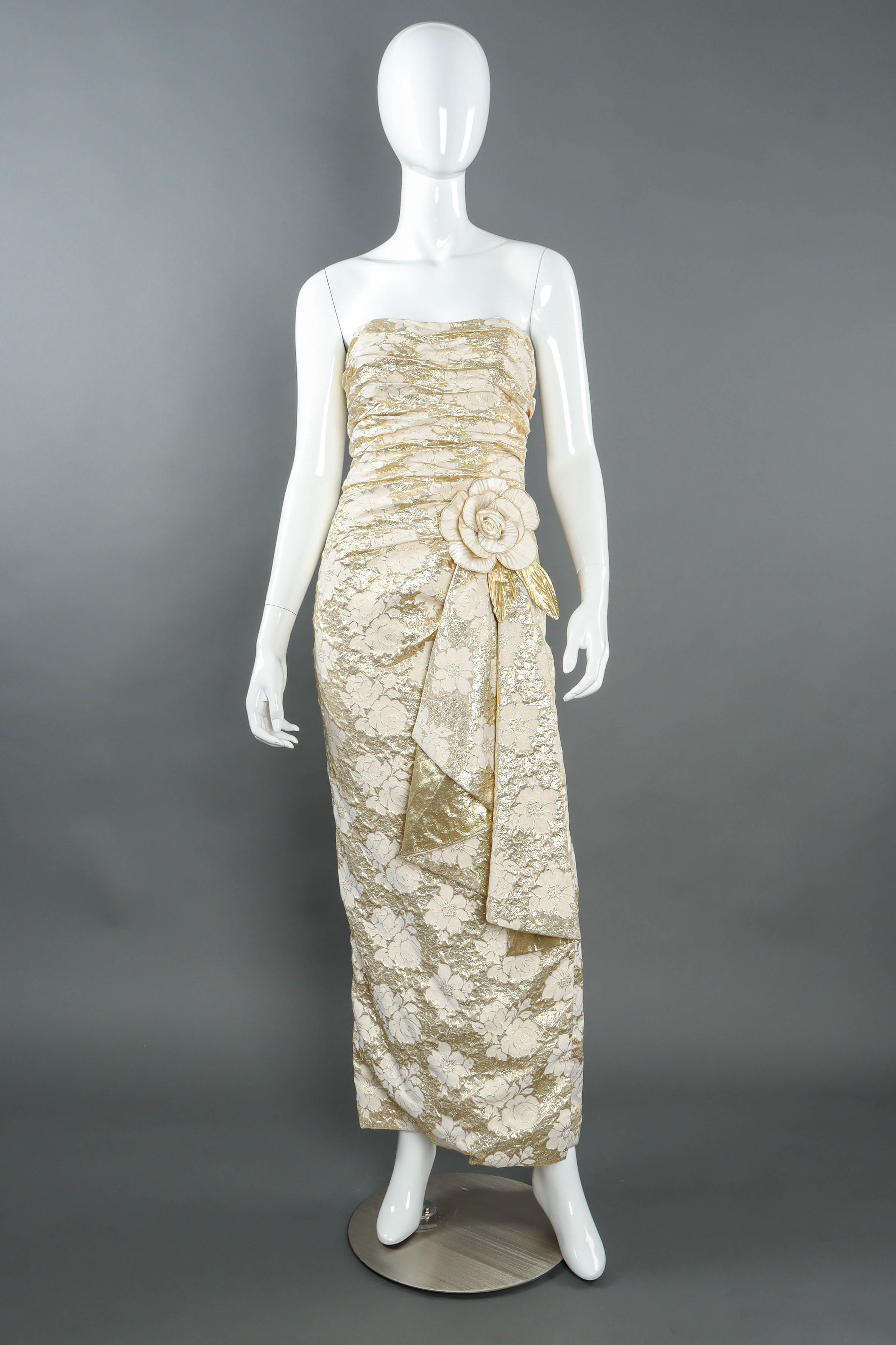 Vintage Eugene Alexander Champagne Bolero & Dress Set mannequin front, no jacket @ Recess LA