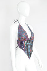 Vintage Anthony Ferrara Rainbow Swarovski Metal Mesh Halter Top on Mannequin Angle at Recess LA