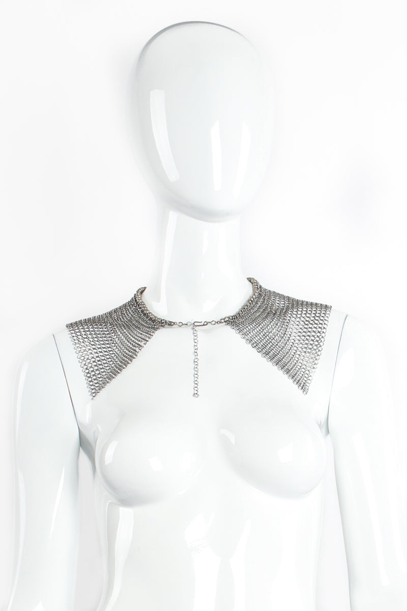 Pewter Ring Mesh Collar Necklace