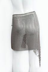 Vintage Anthony Ferrara Asymmetrical Pewter Ring Mesh Wrap Skirt on Mannequin back @ Recess