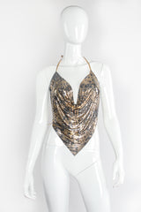 Vintage Anthony Ferrara Swarovski Animal Metal Mesh Halter Top on Mannequin Front at Recess LA