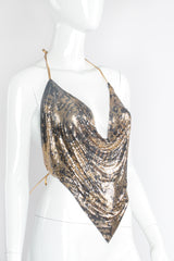 Vintage Anthony Ferrara Swarovski Animal Metal Mesh Halter Top on Mannequin Angle at Recess LA