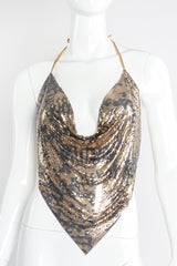 Vintage Anthony Ferrara Swarovski Animal Metal Mesh Halter Top on Mannequin Front at Recess LA