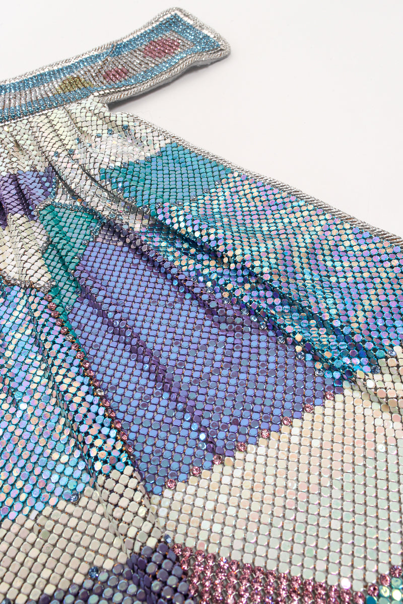 Vintage Anthony Ferrara Swarovski Color Block Metal Mesh Halter Top Detail at Recess LA