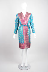 Felicia Viti Paisley Bronze Brocade Wrap Dress Smoking Robe 