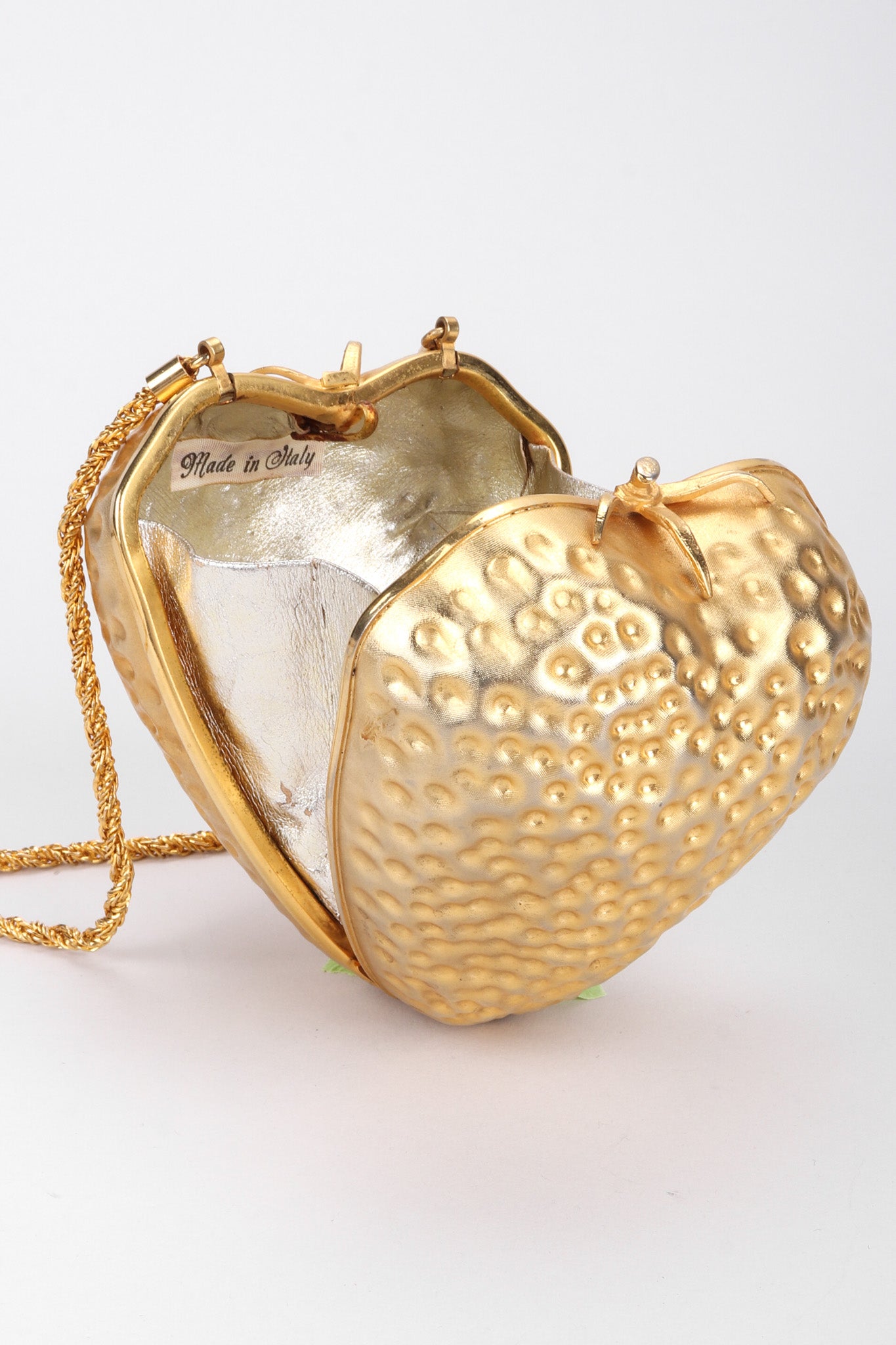 Recess Los Angeles Vintage Fabrizio Verniani Gold Strawberry Clutch Bag Minaudiere