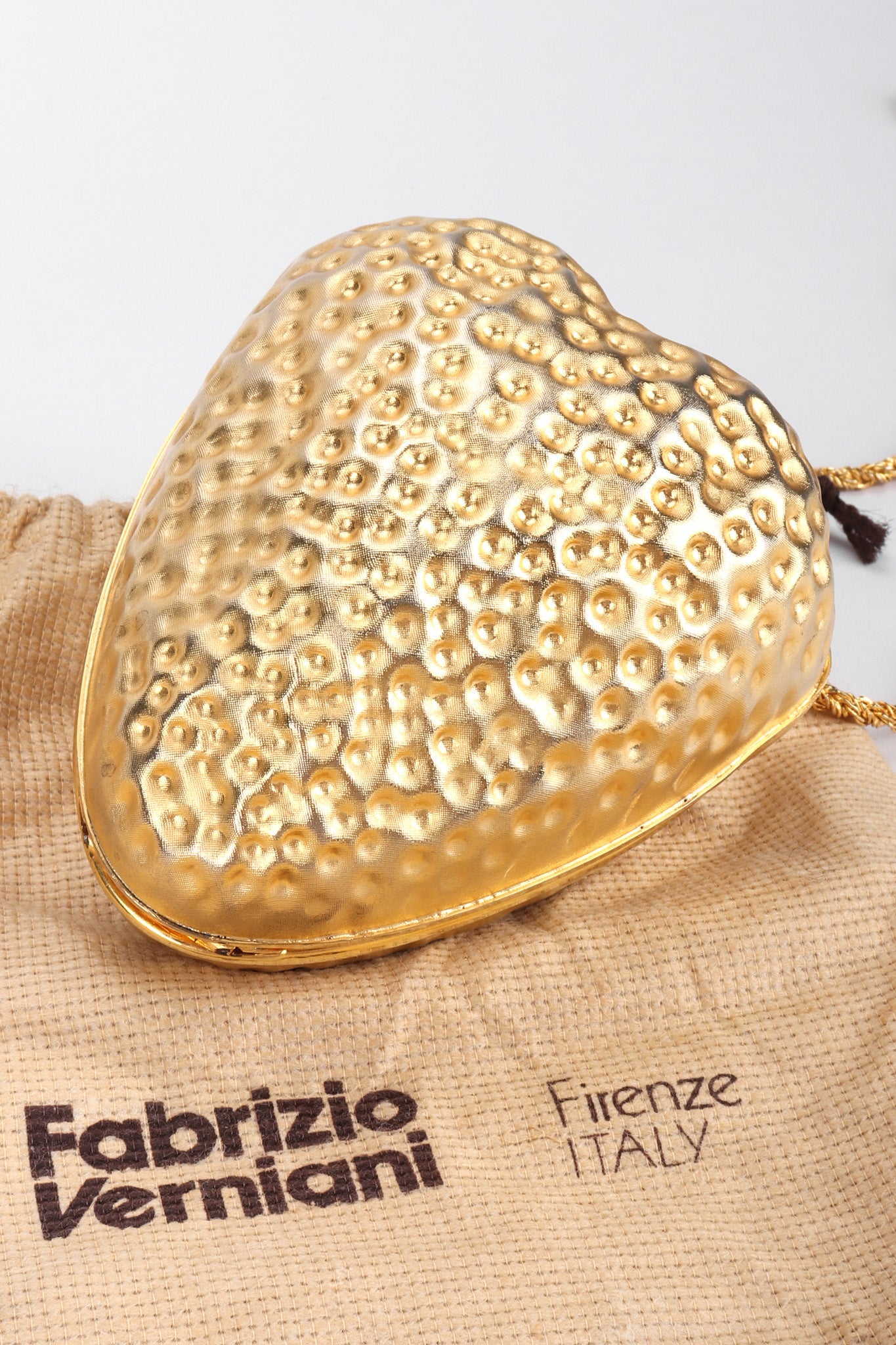 Recess Los Angeles Vintage Fabrizio Verniani Gold Strawberry Clutch Bag Minaudiere