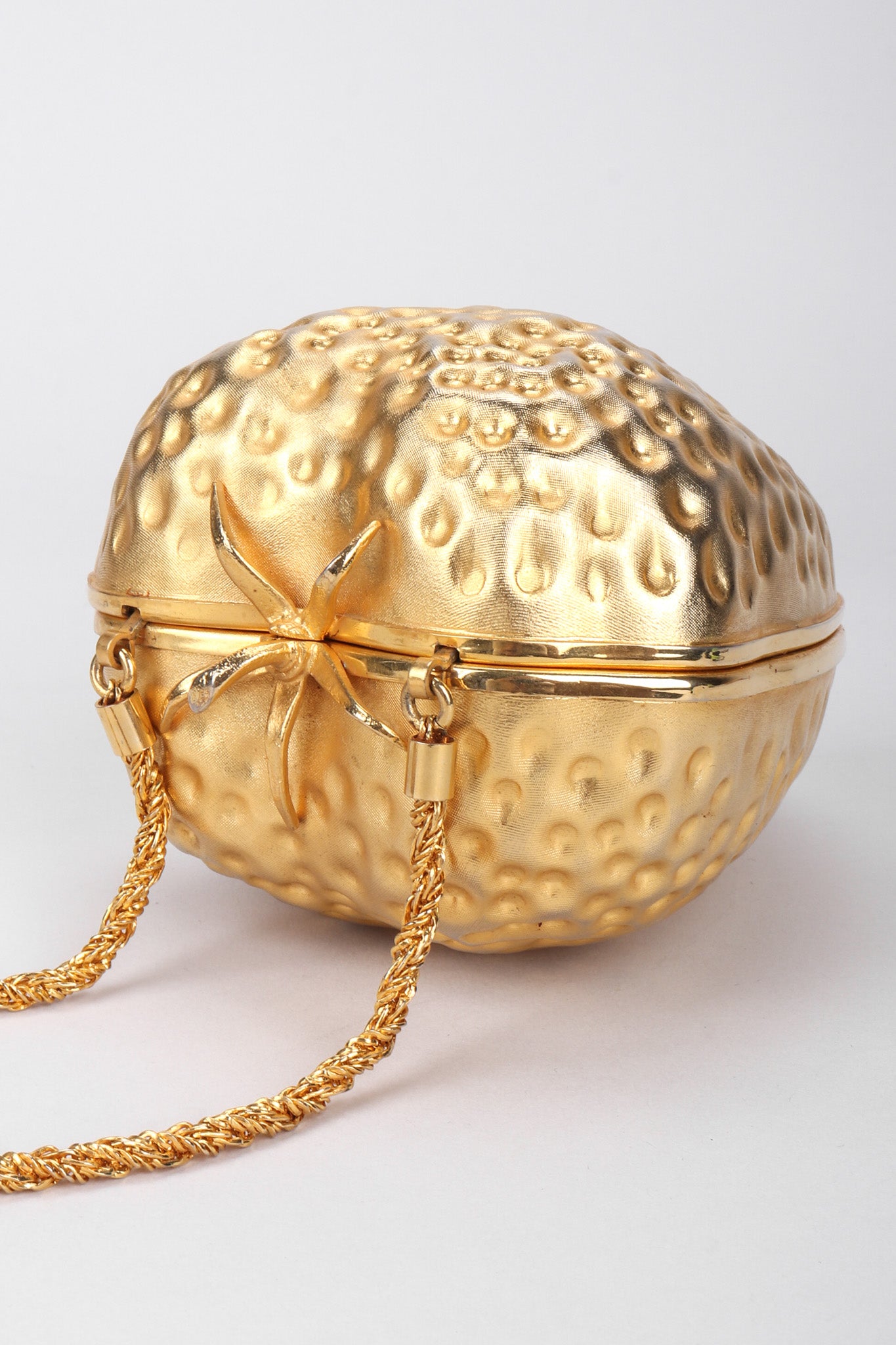 Recess Los Angeles Vintage Fabrizio Verniani Gold Strawberry Clutch Bag Minaudiere