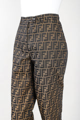 Recess Vintage Fendi Brown Monogram Zucca Logo Pant, front On Mannequin