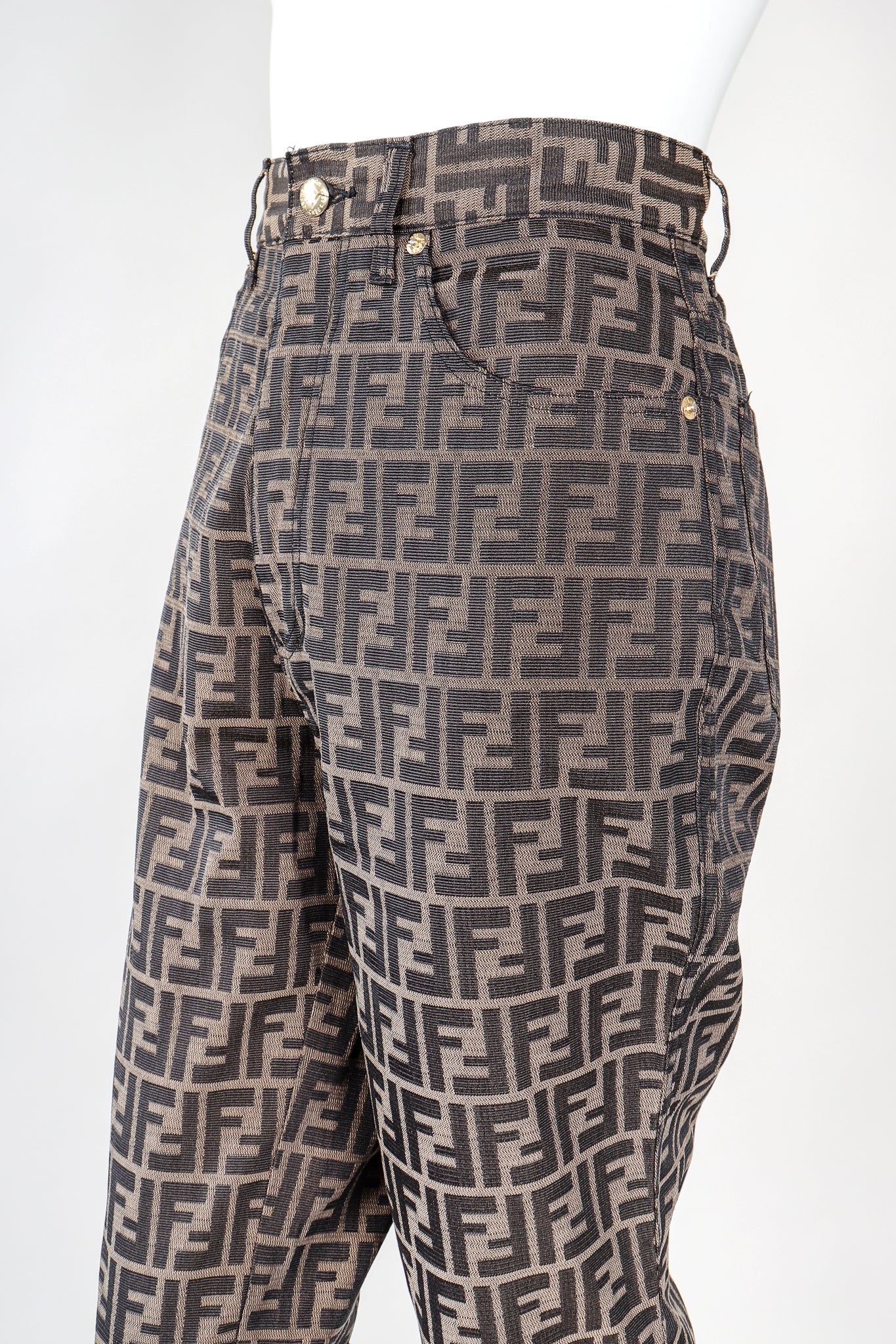 Recess Designer Consignment Vintage Fendi Zucca Logo Monogram Pant Jean Los Angeles Resale