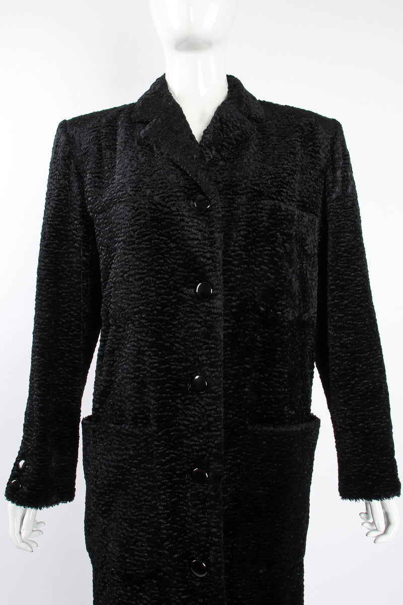 Vintage Fendi Faux Astrakhan  Curly Lamb Coat on Mannequin crop at Recess Los Angeles