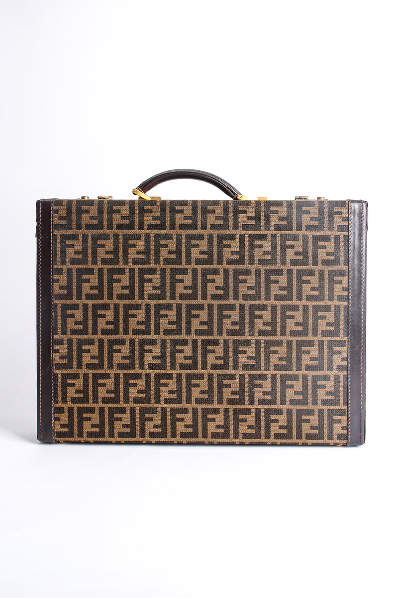 Vintage Fendi Zucca Monogram Leather Briefcase front at Recess Los Angeles