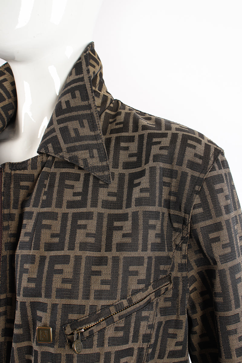 Vintage Fendi Zucca Monogram Zip Swing Jacket on Mannequin collar at Recess Los Angeles