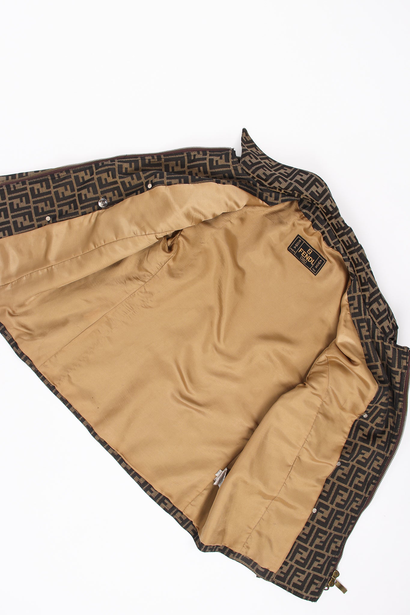 Vintage Fendi Zucca Monogram Zip Swing Jacket lining at Recess Los Angeles