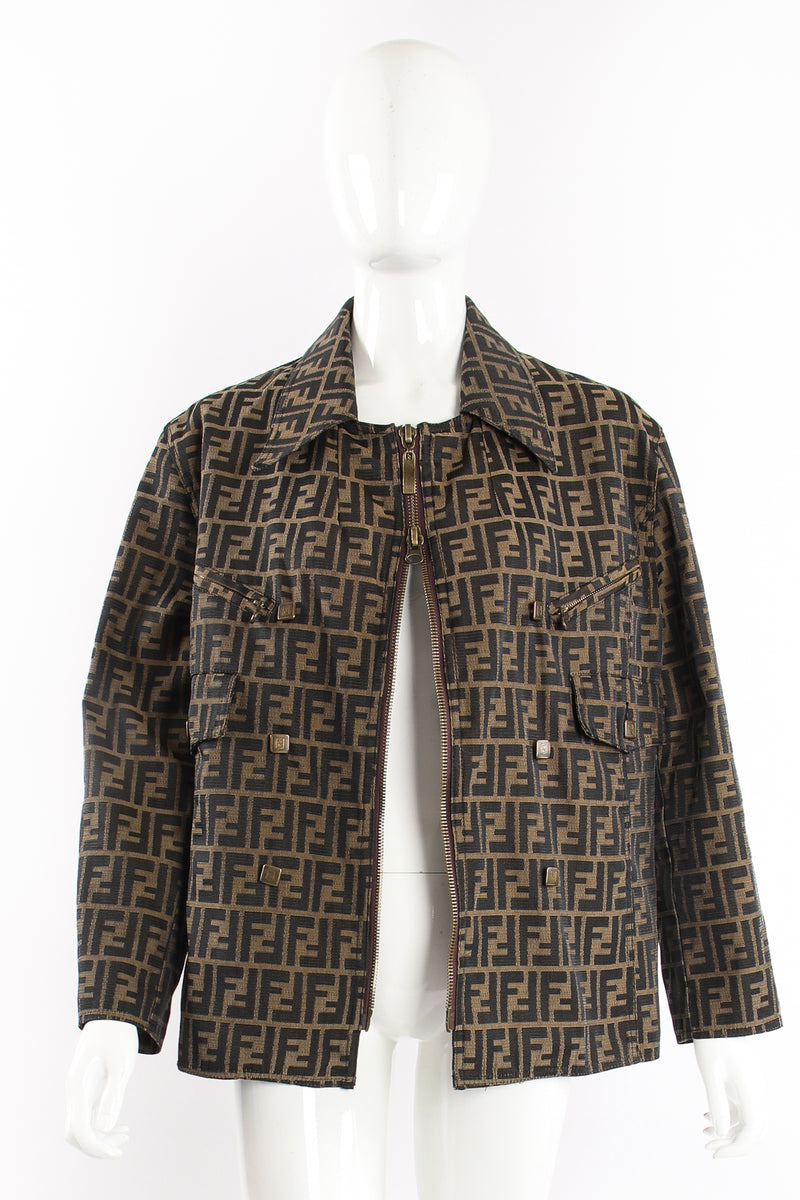 Vintage Fendi Zucca Monogram Zip Swing Jacket on Mannequin split zip at Recess Los Angeles