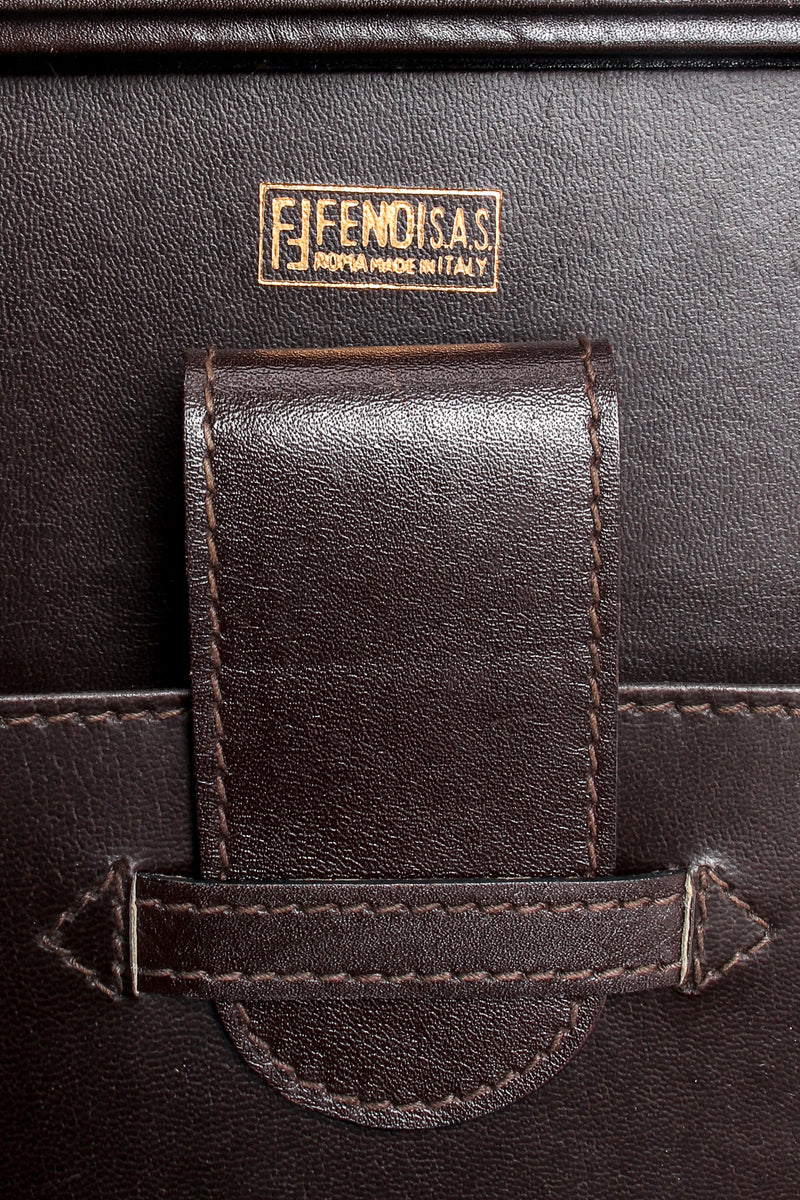 Vintage Fendi Zucca Monogram Leather Briefcase signature stamp at Recess Los Angeles