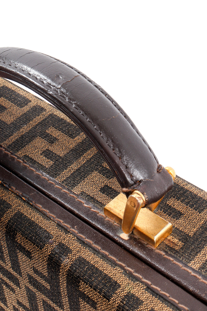 Vintage Fendi Zucca Monogram Leather Briefcase handle wear at Recess Los Angeles