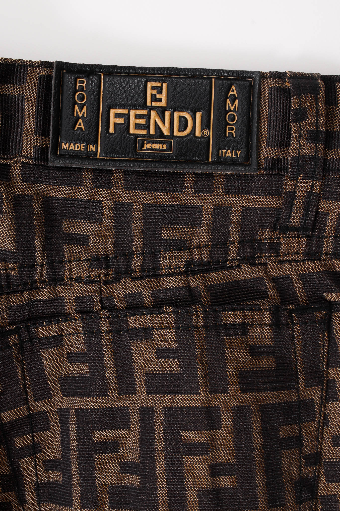 Vintage Fendi Zucca Monogram Crop Jean W27 label at Recess Los Angeles