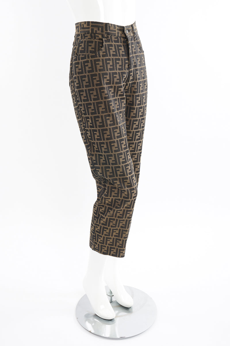 Vintage Fendi Cropped Zucca FF Monogram Pant On Mannequin side at Recess Los Angeles