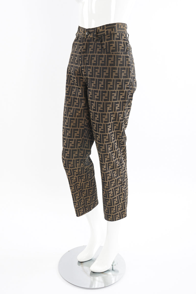 Vintage Fendi Cropped Zucca FF Monogram Pant On Mannequin side at Recess Los Angeles