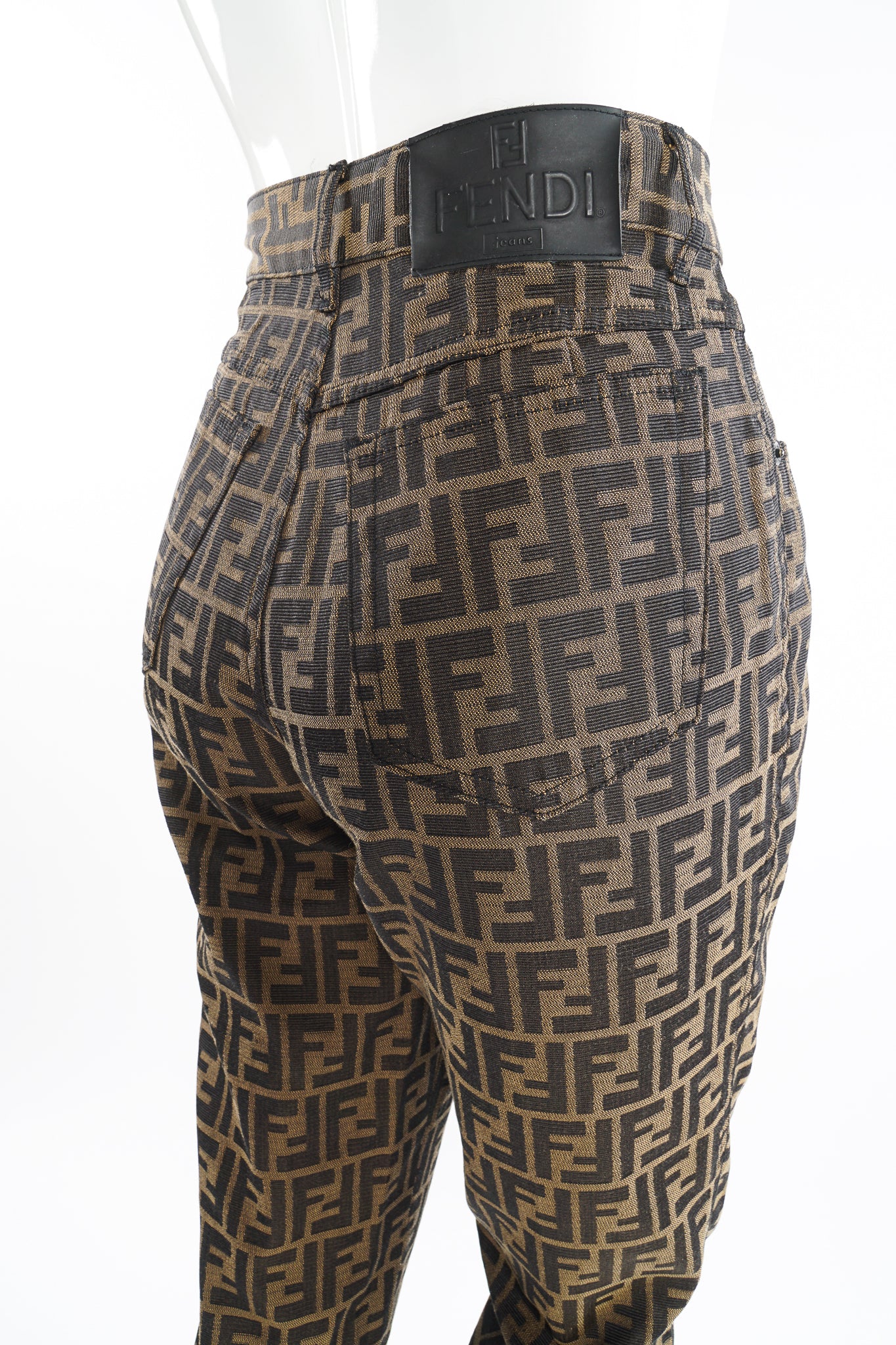 Vintage Fendi Cropped Zucca FF Monogram Pant On Mannequin label patch at Recess LA