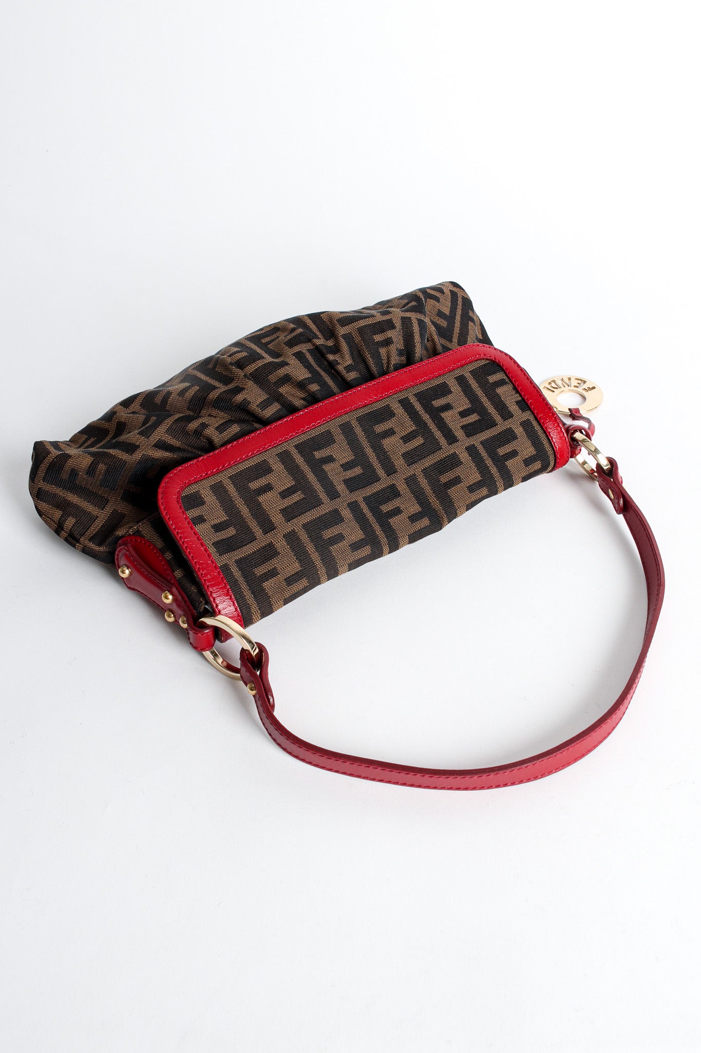 Vintage Fendi Zucca Monogram Flap Shoulder Bag top flat @ Recess LA