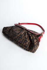 Vintage Fendi Zucca Monogram Flap Shoulder Bag base flat @ Recess LA