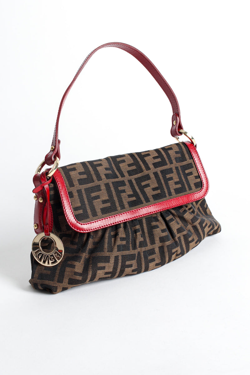 Vintage Fendi Zucca Monogram Flap Shoulder Bag front angle @ Recess LA