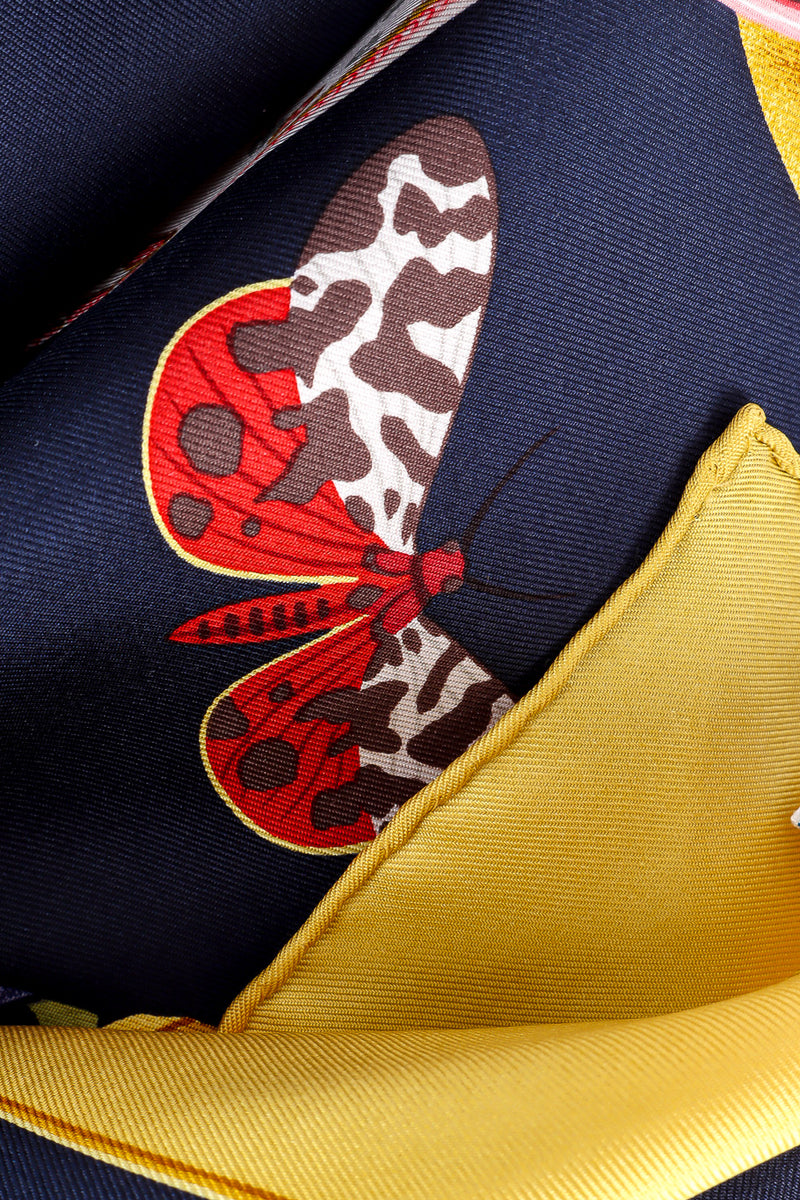 shoe print silk scarf by Salvatore Ferragamo moth and hem @recessla