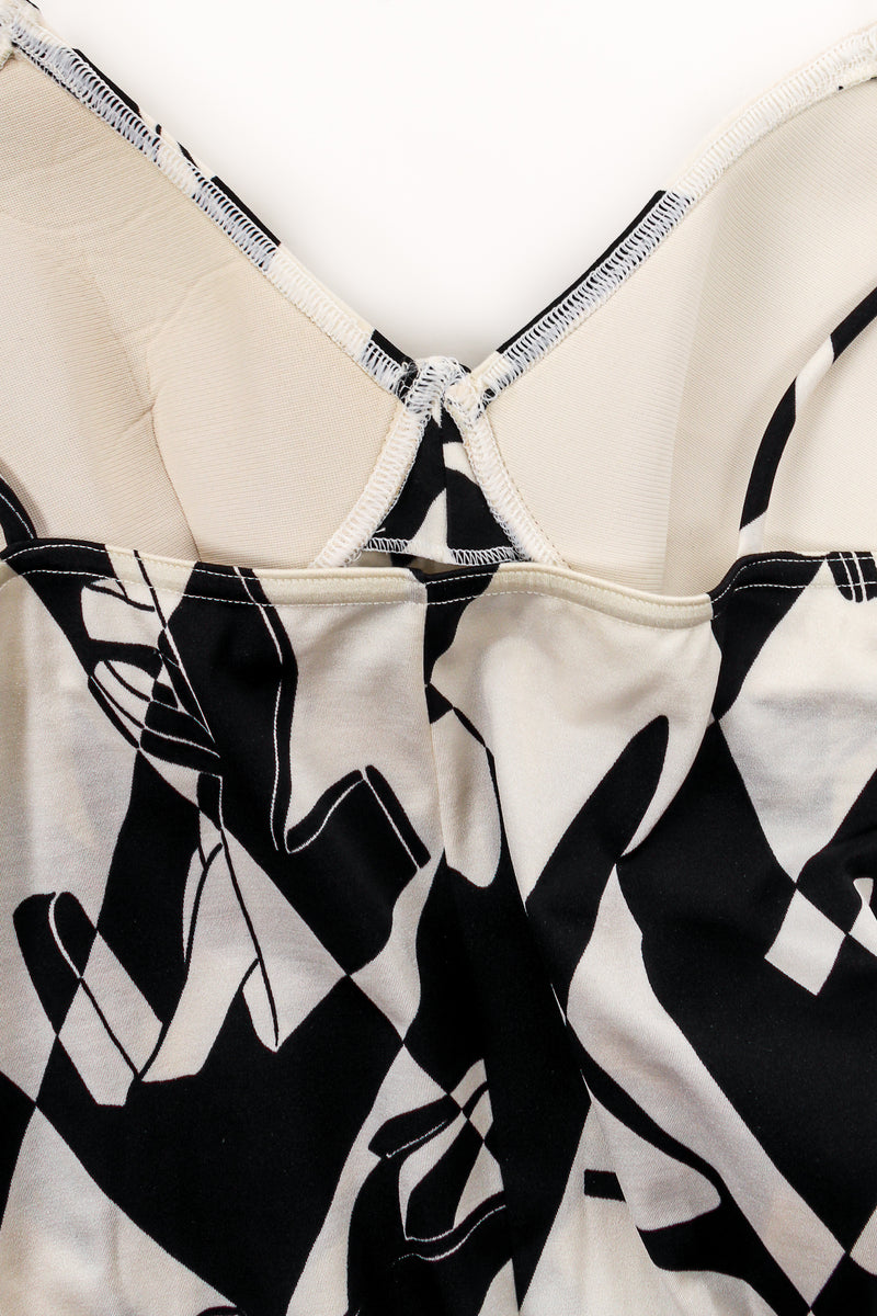 Vintage Salvatore Ferragamo Harlequin Shoe Print Jumpsuit bust cup detail at Recess Los Angeles