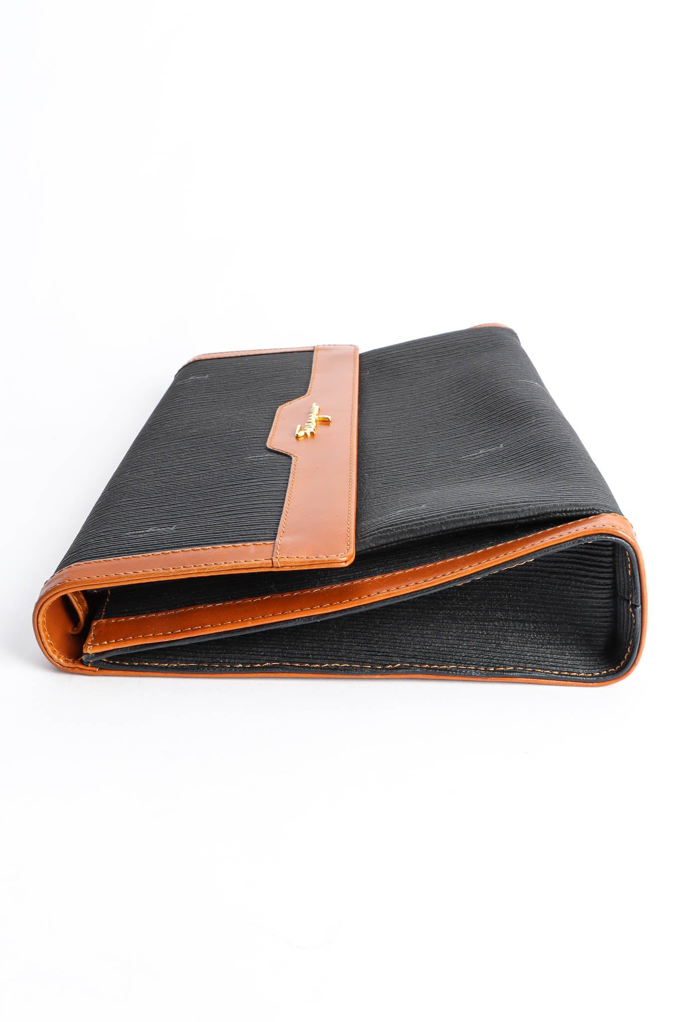 Vintage Ferragamo Leather Portfolio Clutch side @ Recess Los Angeles