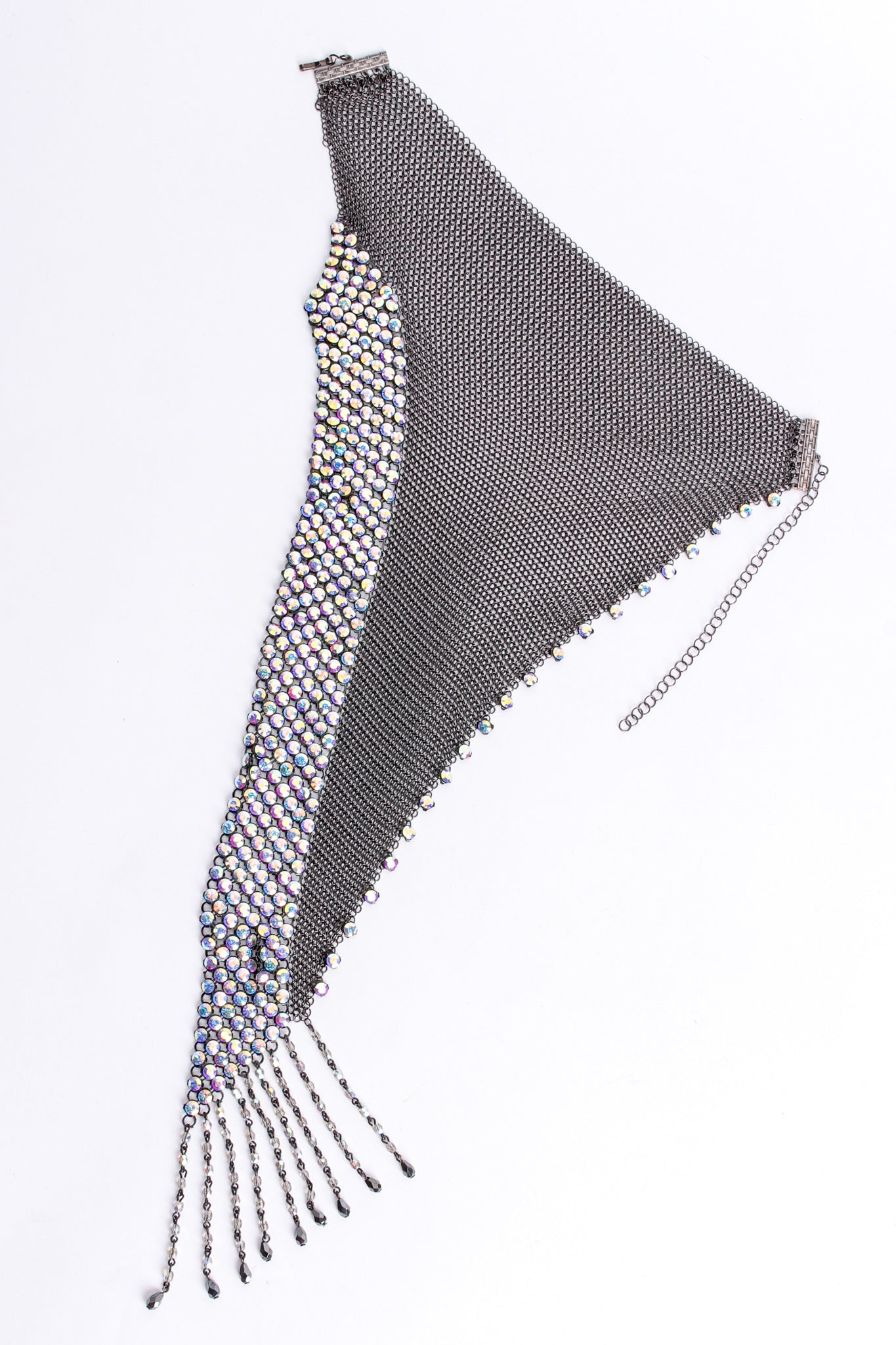 Ferrara Iridescent Swarovski Ring Mesh Waterfall Bib Necklace at Recess Los Angeles