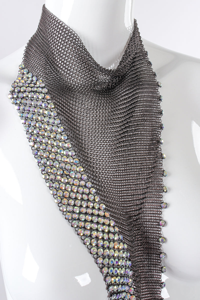 Ferrara Iridescent Swarovski Ring Mesh Waterfall Bib Necklace on mannequin at Recess Los Angeles